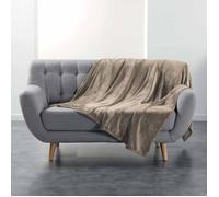 Plaid Uni en Flanelle ""Flanou"" 180x220cm Taupe
