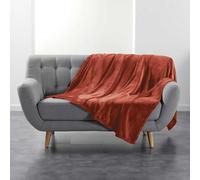 Douceur d'Intérieur – Plaid flanelle unie Flanou terracotta 180x220 cm Orange G