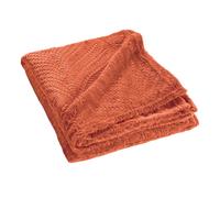 Douceur d'Intérieur – Plaid Nelia – 125 x 150 cm – Flanelle relief unie – Terracotta