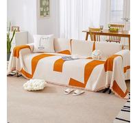 Plaids Ou Jeté De Canapé RéVersible Luxe Housse De Canapé AntidéRapant 1/2/3/4 Places Serviette De Canapé En Chenille Multifonction Couverture De Canapé Pour Pique-Nique Plage(180X180cm,Orange)