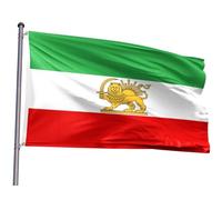 PLAIEI Ancien drapeau de l'Iran 9,6 x 1,5 m double face 3 plis ancien lion iranien Sun bannière Perse drapeau historique de la Révolution iranienne Drapeau de la Révolution iranienne Couleurs vives