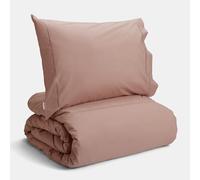 Plain Dyed Cotton Percale Rose Tan 200 TC Duvet Set 160 x 220 cm - 50 x 80 cm