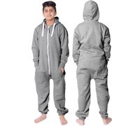 Plaine Capuche Grenouillères Une pièce Pyjamas Costume pour Les garçons Unisexe Enfants Filles, Charbon, 9-10 ans