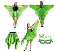 plainshe Ailes de papillon double face, ailes de fée pour adultes, costumes d'Halloween pour femmes, set de 3 cape de papillon