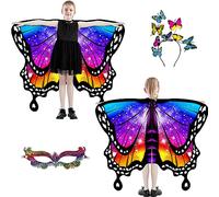 plainshe Ailes de papillon pour filles, aile de fée double face, costume de papillon pour enfants pour Halloween (double face 17)