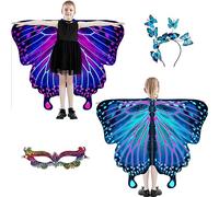 plainshe Ailes de papillon pour filles, aile de fée double face, costume de papillon pour enfants pour Halloween (12 double face)