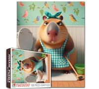 Plaintif Mouse Scrub Toilette Jigsaw Puzzles 1000 Pièces pour Adultes Fenêtre Animaux Toilettes Propres Puzzles Salle de Bain Relaxation Activité Divertissement Salon Décoration Murale