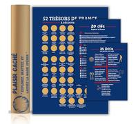 PLAISIR CACHÉ Poster à gratter France - 52 lieux à visiter absolument - Format A3 - Encre dorée agréable et sans traces - Cadeau parfait pour voyageur et amoureux de la France