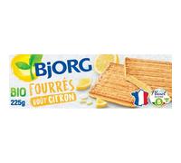 Plaisir gourmand garanti avec ces biscuits fourrés au citron, bio et sans huile de palme - BJORG, format familial 225g - Lot de 3