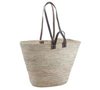Plaisirs de France SCO 1100 Panier à provisions ou pour la Plage en Fibres de Palmier avec Anse et lanières en Cuir Tressé à la Main
