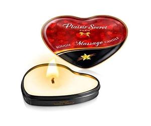 Plaisirs Secrets Mini Bougie de Massage à la Vanille Boîte Cœur 35 ml
