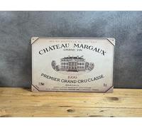 PLAK2L -Plaque Métal Vintage Décorative Vin Chateau Margaux - 30x20cm