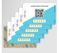 Plakode Carte QR Code avec Adhésif - Collectez des Avis Clients Facilement, Format Carte de Visite, Idéal pour Restaurants et Commerces - Google avis (Cinq)