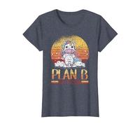 Plan B en Personne Retour À L'école Enseignant Suppléant T-Shirt, Femme, Bleu Chiné, M