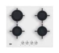 Plan de cuisson à gaz 4 feux 60 cm en cristal blanc