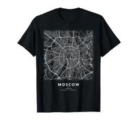 Plan de Moscou Russie Carte des Rues Art Minimaliste T-Shirt