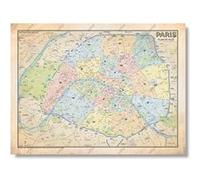 Plan de Paris - Modèle Vintage - Affiche 60x80cm