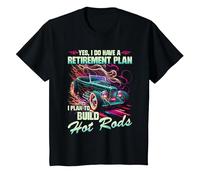 Plan de Retraite de Grand-père de Hot Rod, Voiture de Muscle rétro Hot Rod T-Shirt, Enfant, Noir, 4 Ans