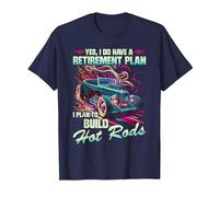 Plan de Retraite de Grand-père de Hot Rod, Voiture de Muscle rétro Hot Rod T-Shirt, Homme, Bleu Marine, 4XL
