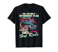 Plan de Retraite de Grand-père de Hot Rod, Voiture de Muscle rétro Hot Rod T-Shirt, Homme, Noir, XL