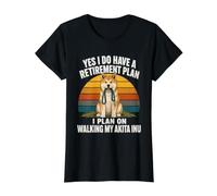 Plan de Retraite Walking My Akita Inu Humour T-Shirt Graphique avec Valeur