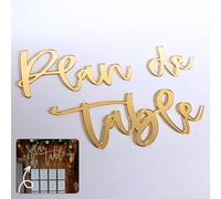 Plan de table mariage | DIY - Mot plexiglass doré or - Decoupe laser | 30 x 20 cm | Decoration mariage en plexiglass, panneau, centre de table - Trouvez votre place | TE Whaka