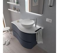 Plan de toilette arrondi gauche avec porte-serviette intégré en Solid Surface- MAM - SALGAR - 85968