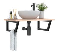 Plan de toilette avec support Acier et chêne massif