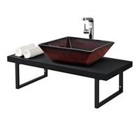 Plan de Toilette Design pour Salle de Bains 2 Trous Prépercés avec Support en Métal Montage Mural Facile Porte-Serviettes Panneau de Particules Mélaminé Métal 100 x 45 x 30 cm Noir Mat [neu.haus] Noir