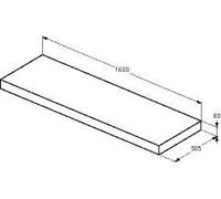 Plan de toilette Ideal Standard CONCA 1600x80x505mm Chêne clair