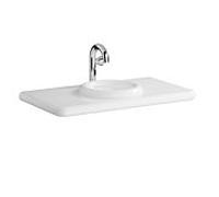 Plan de toilette VitrA Liquid 7310B403-1826 100 x 55 x 6 cm, 1 découpe de vasque au centre, VC blanc brillant, 1 trou de robinetterie au centre, vasque à l'arrière
