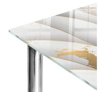 Plan de Travail 100x50 cm | Imprimé Décoratif | Résistant aux Rayures | Białe fale | Plusieurs Tailles | Bords Polis | Verre Trempé | pour Table à Manger, Table Basse et Bureau