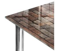 Plan de Travail 100x50 cm | Imprimé Décoratif | Résistant aux Rayures | Mur de briques | pour Table à Manger, Table Basse et Bureau | Plusieurs Tailles | Verre Trempé | Bords Polis