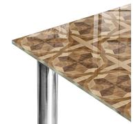 Plan de Travail 100x70 cm | Imprimé Décoratif | Résistant aux Rayures | Élégance brune | Bords Polis | Verre Trempé | Plusieurs Tailles | pour Table à Manger, Table Basse et Bureau