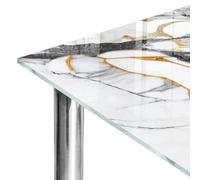 Plan de Travail 50x50 cm | Imprimé Décoratif | Résistant aux Rayures | Marbre luxueux | pour Table à Manger, Table Basse et Bureau | Verre Trempé | Bords Polis | Plusieurs Tailles