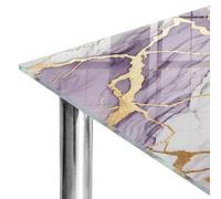 Plan de Travail 50x50 cm | Imprimé Décoratif | Résistant aux Rayures | marbre violet | Bords Polis | Plusieurs Tailles | pour Table à Manger, Table Basse et Bureau | Verre Trempé