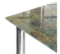 Plan de Travail 50x50 cm | Imprimé Décoratif | Résistant aux Rayures | Mosaïque pastel | Verre Trempé | pour Table à Manger, Table Basse et Bureau | Plusieurs Tailles | Bords Polis
