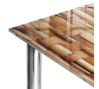 Plan de Travail 50x50 cm | Imprimé Décoratif | Résistant aux Rayures | tresse rustique | Plusieurs Tailles | Verre Trempé | Bords Polis | pour Table à Manger, Table Basse et Bureau