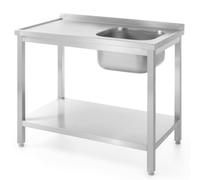 Plan de travail en acier pour lave-vaisselle avec un évier et une étagère 80x60c
