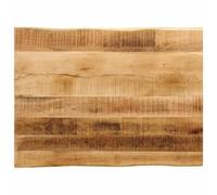 Plan de Travail en Bois de manguier Massif avec Bord Vivant Rustique, Dessus de Table de Remplacement Multifonctionnel pour Maison ou Commerce, Surface Lisse