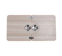 Plan De Travail RV, Bois Massif Blanc 75x39cm, Panneau Pliante avec 2 Porte - Gobelets Inox - Surface Durable Et Facile À Nettoyer, Pour Camping - Car, Bateau Et Bungalow