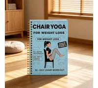 Plan d'exercice de perte de poids de yoga assis sur 30 jours et journal - 50 pages illustrées avec des routines de yoga quotidiennes, des plans de repas et un suivi des progrès - format compact 5,5" x