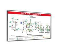 Plan d'intervention sur Dibond blanc - Format A3 - Consigne Incendie