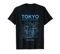 Plan du métro de Tokyo Cyberpunk Circuit Imprimé T-Shirt Graphique avec Valeur, Homme, Noir, XL