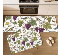 Plan Du Vignoble Lot De 2 Tapis De Cuisine Éléments D'Oiseau De Papillon Et De Vigne Antidérapant Tapis De Cuisine Antidérapant Lavable Pour Couloir, Chambre À Coucher (Violet, 45×75Cm+45×150Cm)