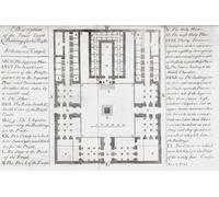 Plan et description de la cour intérieure et des bâtiments pour les prêtres dans le temple de Salomon. Après une impression du XVIIIe siècle. Affiche imprimée par Ken Welsh (17 x 11)