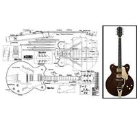 Plan of Gretsch Country Guitare électrique classique Archtop - Impression à l'échelle complète