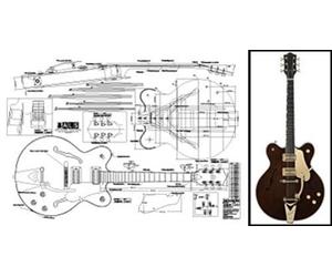 Plan of Gretsch Country Guitare électrique classique Archtop - Impression à l'échelle complète