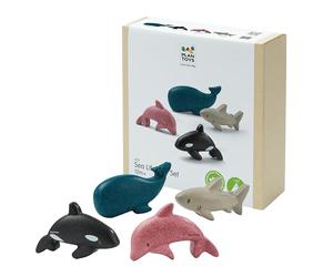 Plan Toys - Figurines - 4 Animaux de la mer - Bois - PT6129