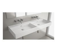 Plan vasque VENETO 1210 double PORCELAINE BLANCHE deux vasques sans siphon, ni bonde de vidage clic-clac, ni mitigeur 1210 x 120